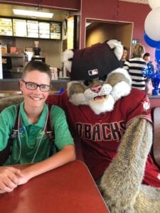 Campbell with Baxter the Bobcat